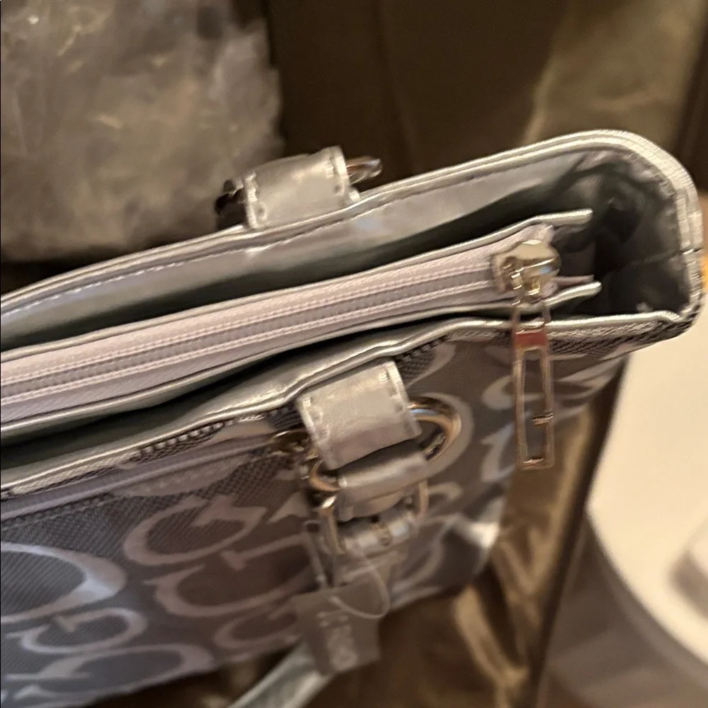 Silver and Gray Fashion Tote and wallet set